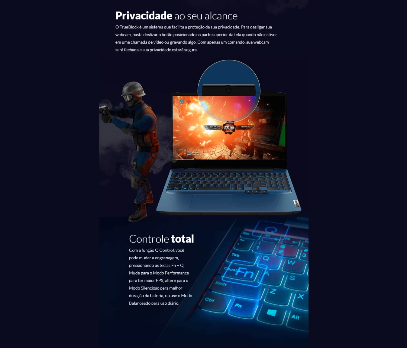 Noteboook Gamer Lenovo Ideapad Gaming 3i Intel Core i5-10300H 8GB 256GB SSD GeForce GTX 1650 4GB 15,6 Full HD Linux, Azul